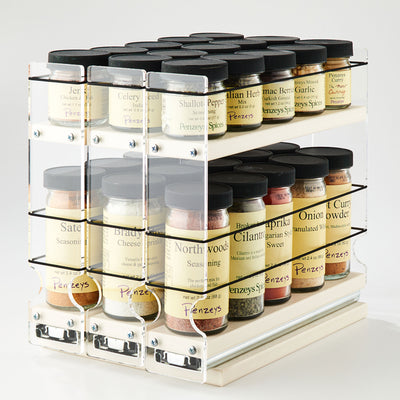 Vertical Spice 10.6" x 6.9" x 9.25" Cabinet Mount 2-Tier Spice Drawer, Cream