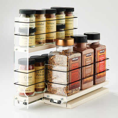 Vertical Spice 10.6" x 5.75" x 10.75" Cabinet Mount Tiered Spice Drawer, Cream