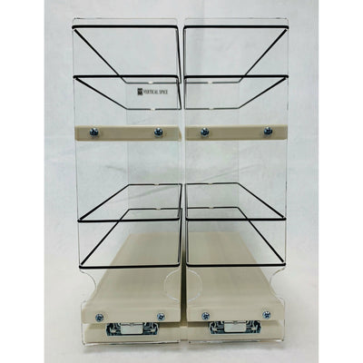 Vertical Spice 10.6" x 6.9" x 10.75" 2-Drawer Tiered Cabinet Spice Rack, Cream
