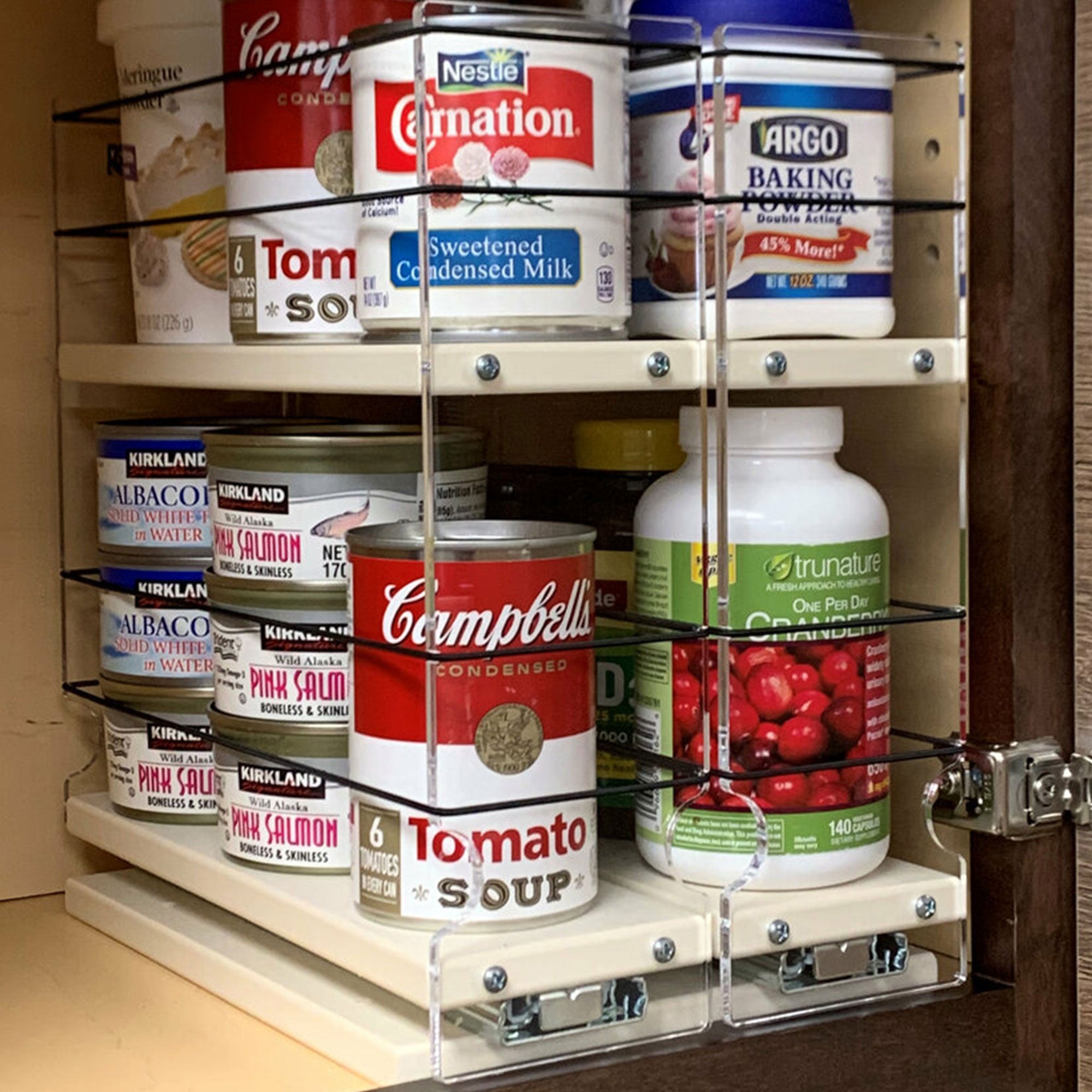 Vertical Spice 10.6" x 6.9" x 10.75" 2-Drawer Tiered Cabinet Spice Rack, Cream