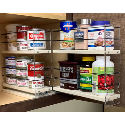 Vertical Spice 10.6" x 6.9" x 10.75" 2-Drawer Tiered Cabinet Spice Rack, Cream