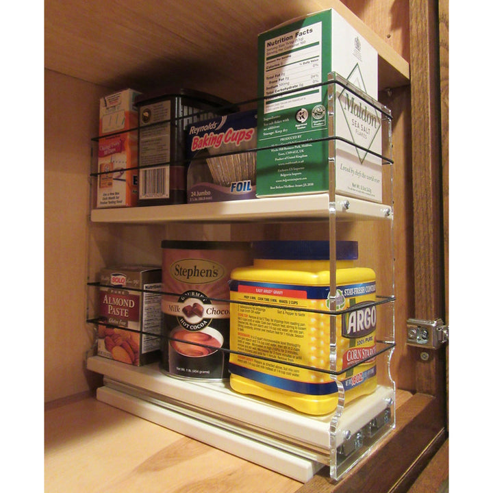 Vertical Spice Cabinet 2 Tier Sliding Storage Drawer Organizer (Open Box)