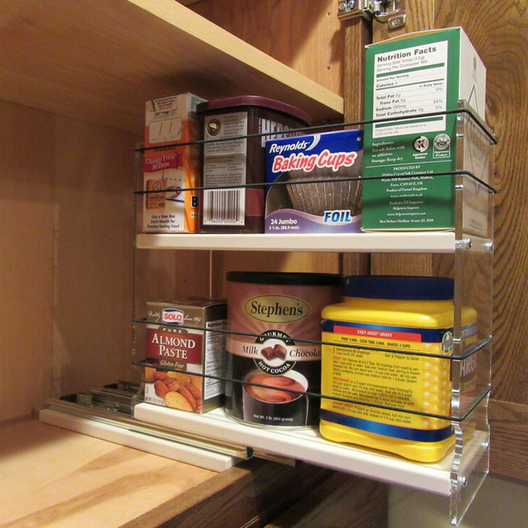 Vertical Spice Cabinet 2 Tier Sliding Storage Drawer Organizer (Open Box)