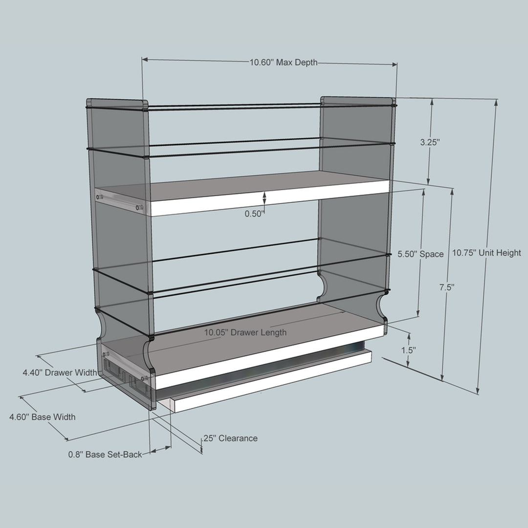 Vertical Spice Cabinet 2 Tier Sliding Storage Drawer Organizer (Open Box)