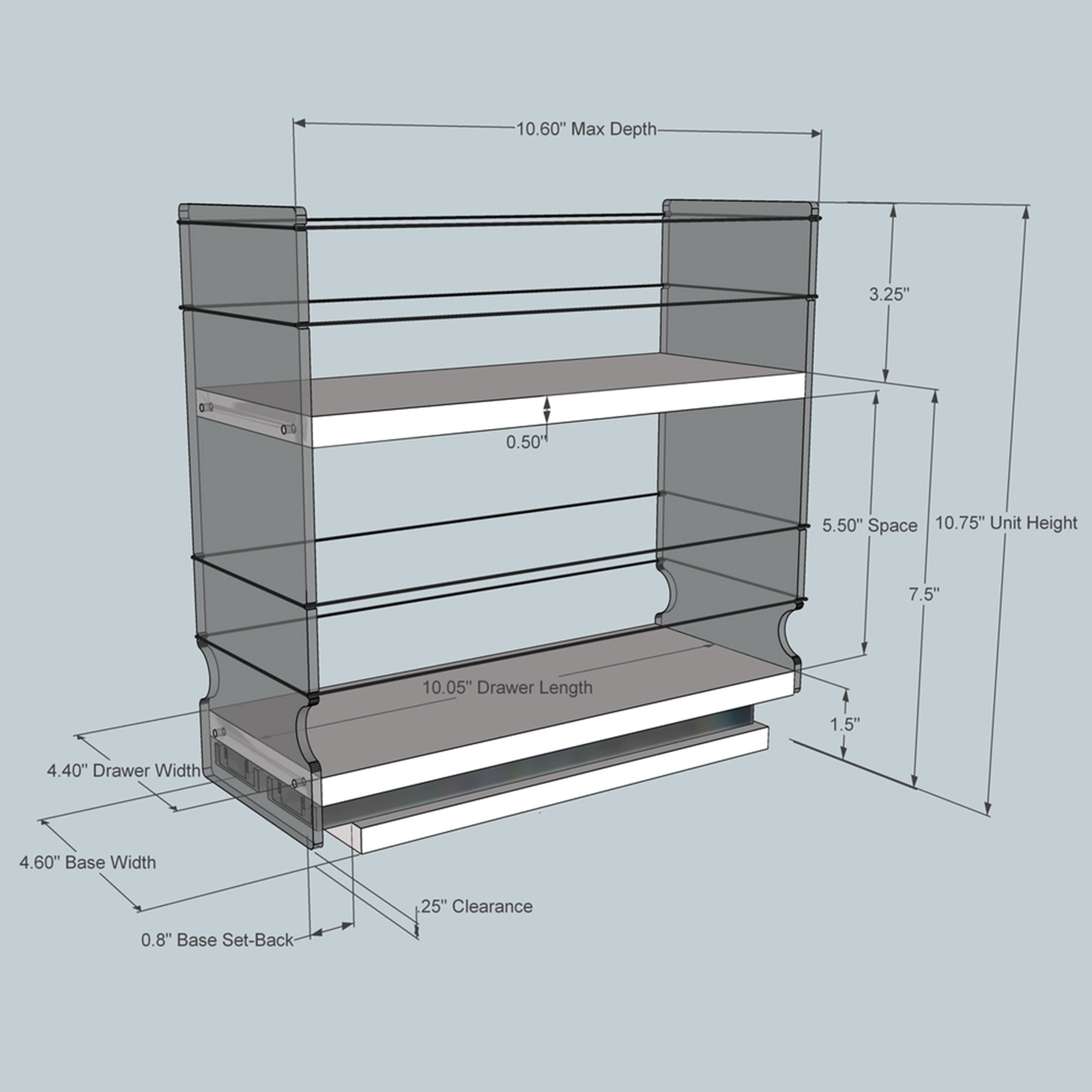 Vertical Spice Cabinet 2 Tier Sliding Storage Drawer Organizer (Open Box) - VMInnovations