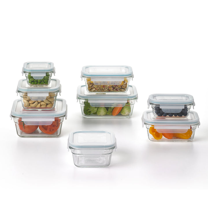 Glasslock Glass Food Storage Containers with Locking Lids, 16pc Set (For Parts)
