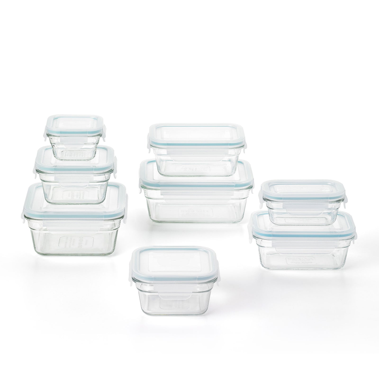 Glasslock Tempered Glass Food Storage Containers with Lids, 16 Pc (Open Box) - VMInnovations