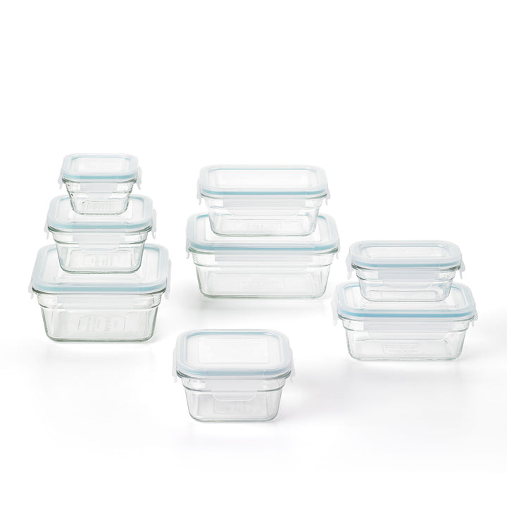 Glasslock Tempered Glass Food Storage Containers with Lids, 16 Pc (Open Box) - VMInnovations