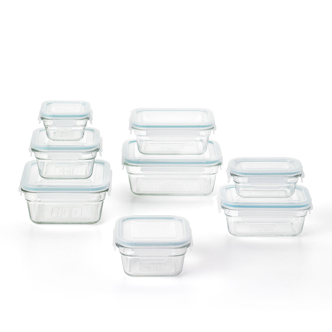 Glasslock Glass Food Storage Containers with Locking Lids, 16pc Set (For Parts) - VMInnovations