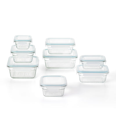 Glasslock Glass Food Storage Containers with Locking Lids, 16pc Set (For Parts)