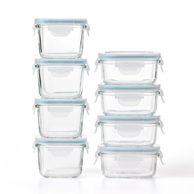Glasslock Mini 5 & 7 Oz Tempered Glass Food Storage Container Set, 8Pc(Open Box)