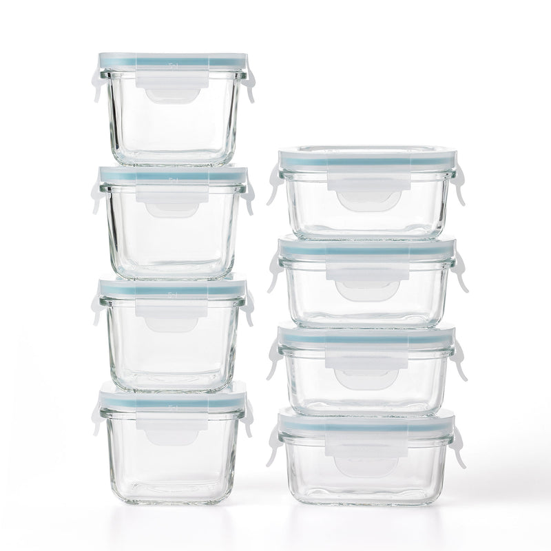 Glasslock Mini 5 & 7 Oz Tempered Glass Food Storage Container Set, 8Pc(Open Box)