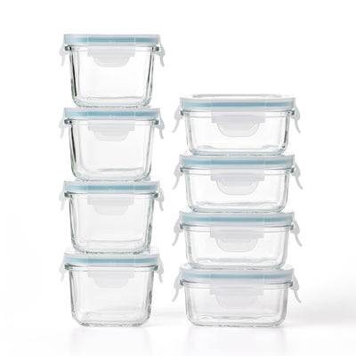 Glasslock Mini 5 and 7 Ounce Tempered Glass Food Storage Container Set (Used)