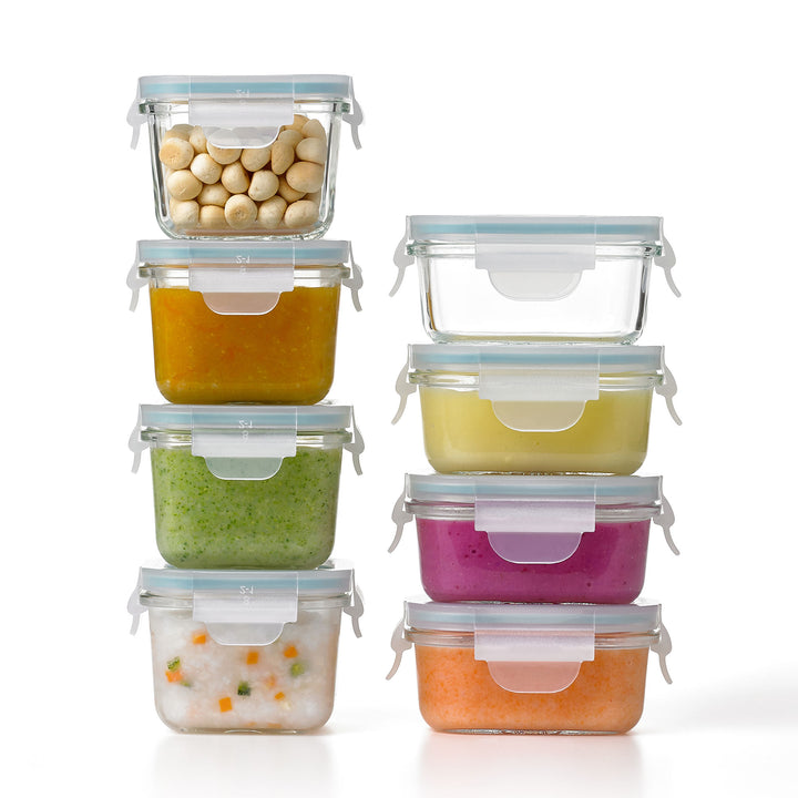 Glasslock Mini 5 & 7 Oz Tempered Glass Food Storage Container Set, 8Pc(Open Box)