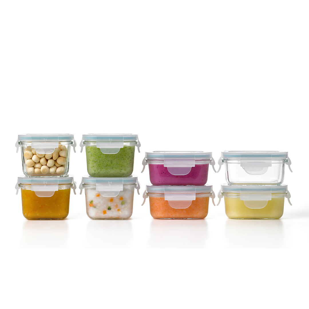 Glasslock Mini 5 & 7 Oz Tempered Glass Food Storage Container Set, 8Pc(Open Box)