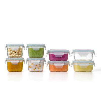 Glasslock Mini 5 and 7 Ounce Tempered Glass Food Storage Container Set, 8 Pieces - VMInnovations