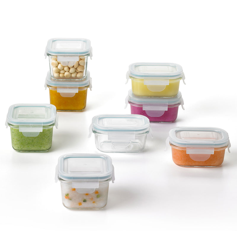 Glasslock Mini 5 & 7 Oz Tempered Glass Food Storage Container Set, 8Pc(Open Box)