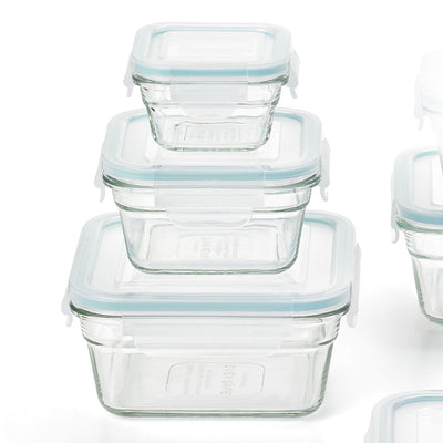 Glasslock Tempered Glass Food Storage Containers with Lids, 16 Pc (Open Box)