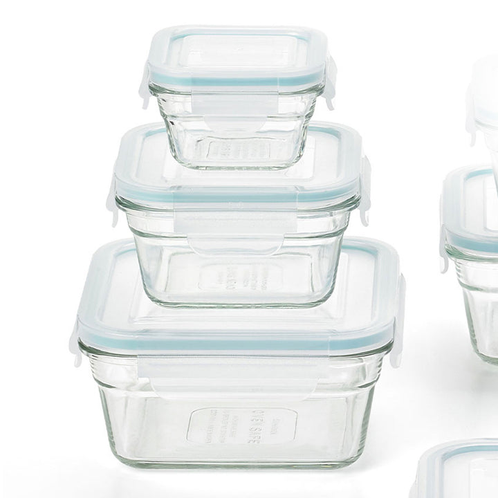 Glasslock Glass Food Storage Containers with Locking Lids, 16pc Set (For Parts)