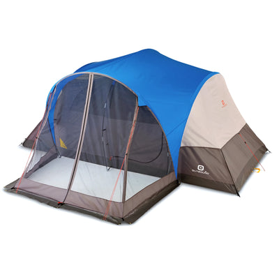 Outbound 8 Person 3 Season Easy Up Camping Dome Tent with Rainfly & Porch, Blue