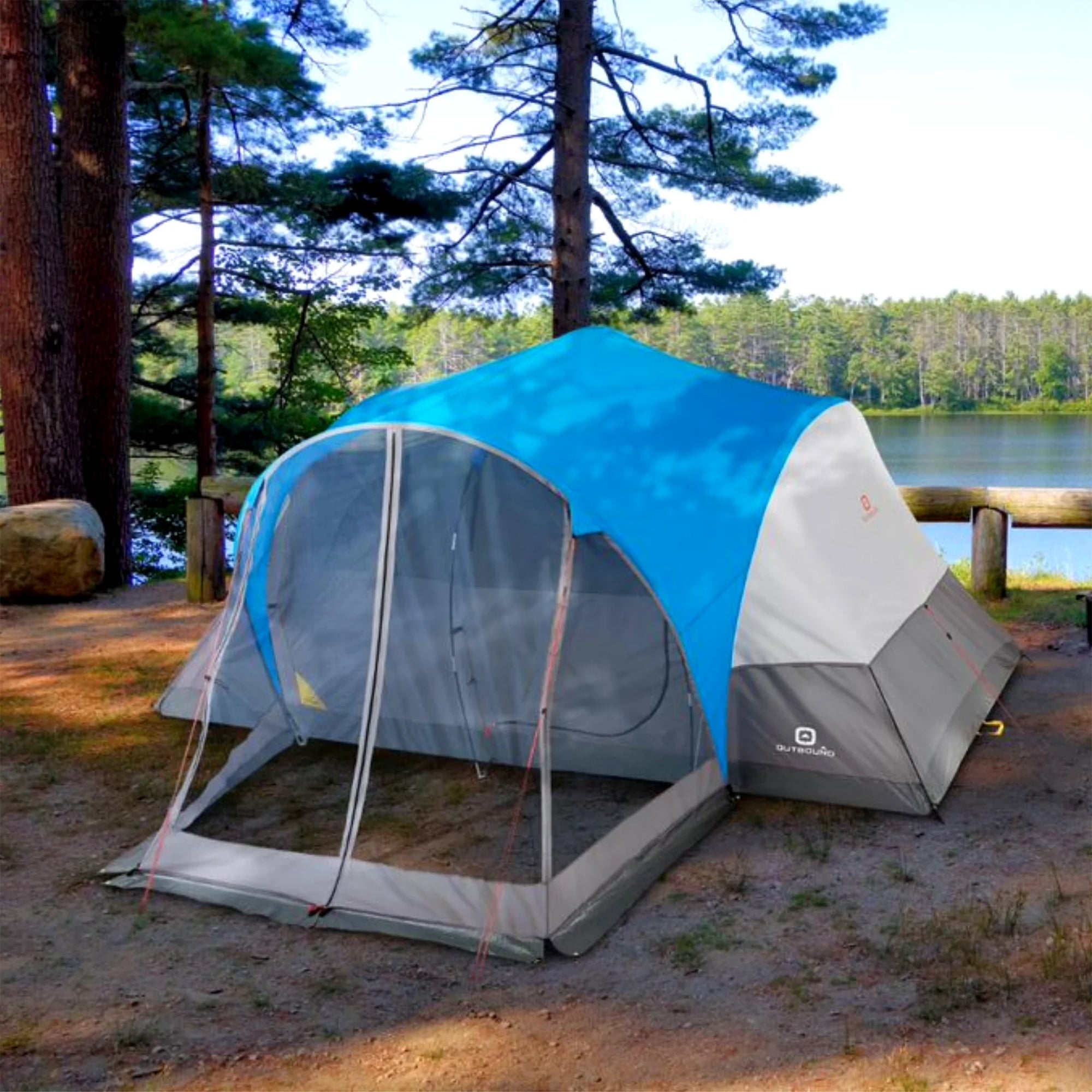 Outbound 8 Person Easy Up Camping Dome Tent with Rainfly & Porch (Open Box) - VMInnovations