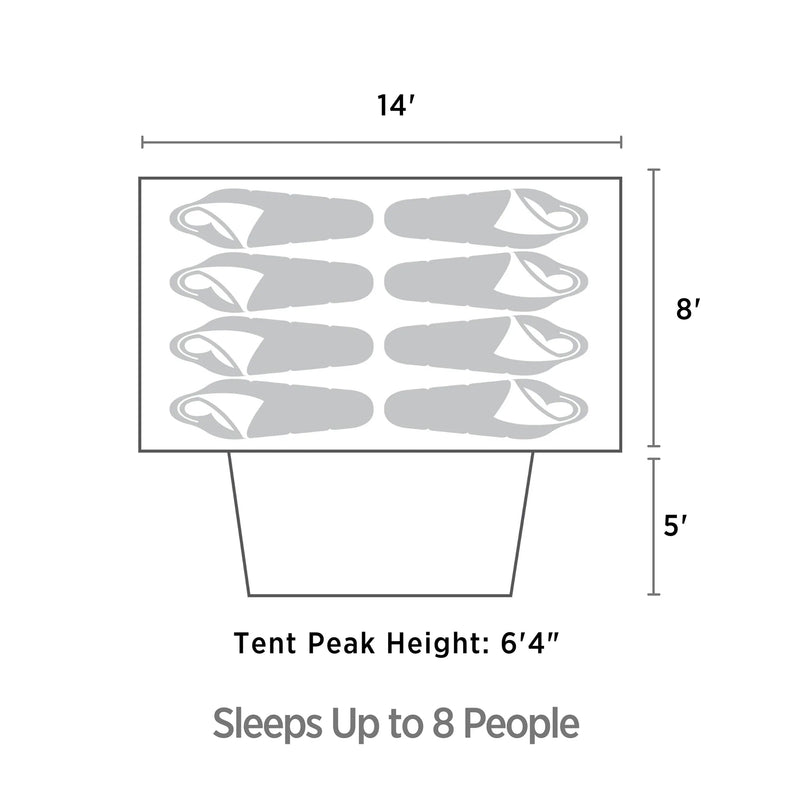 Outbound 8 Person 3 Season Camping Dome Tent with Rainfly & Porch, Blue (Used)