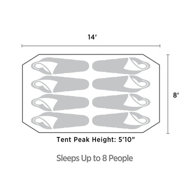 Outbound 8 Person 3 Season Easy Up Camping Dome Tent w/Mesh Wall & Rainfly(Used) - VMInnovations