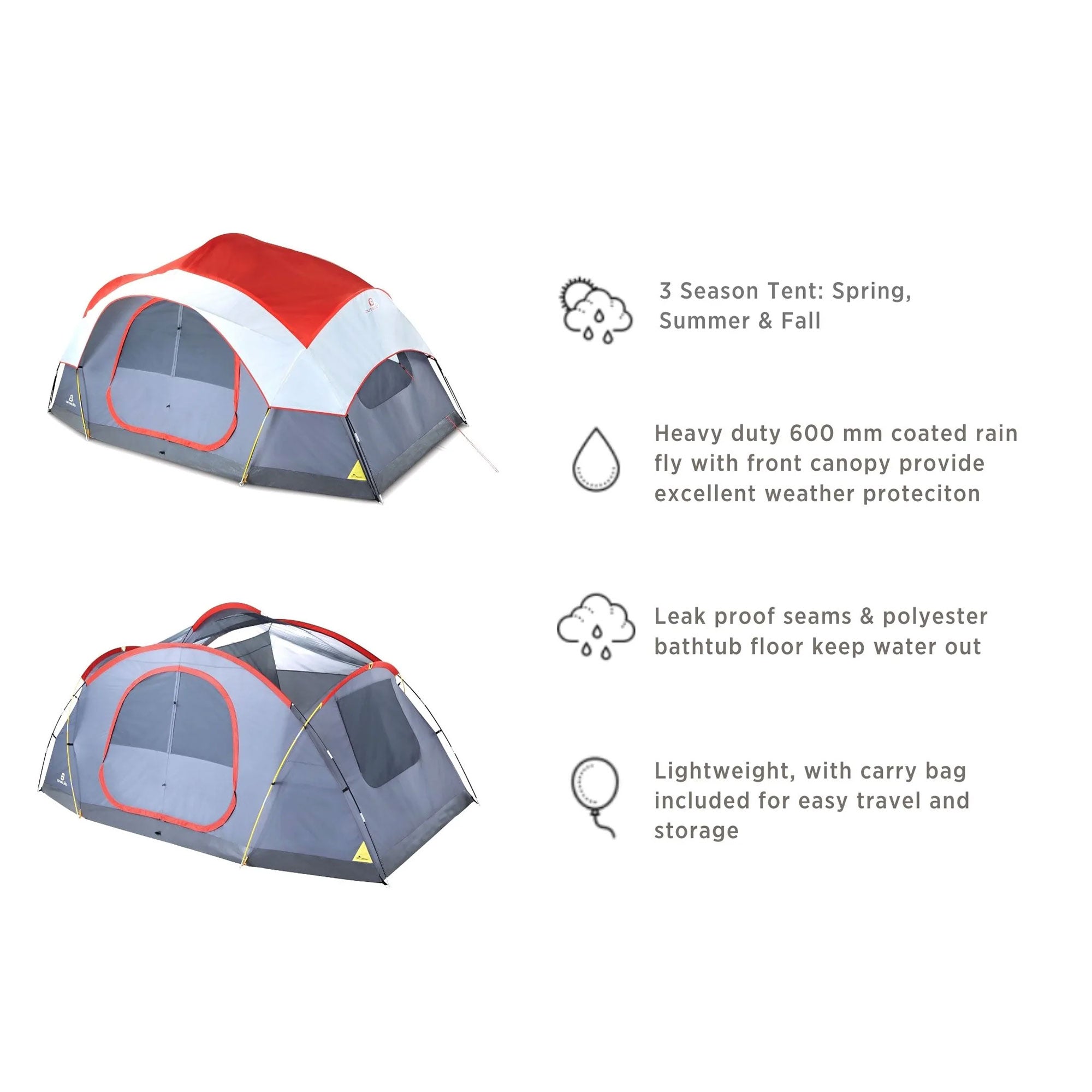 Outbound 8 Person Easy Up Camping Dome Tent with Rainfly & Bag (Open Box) - VMInnovations