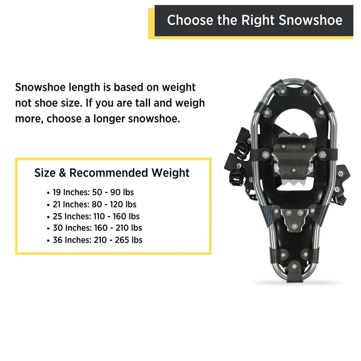 25 In Aluminum Snowshoes Kit with Poles & Carrying Tote Bag (Open Box) - VMInnovations