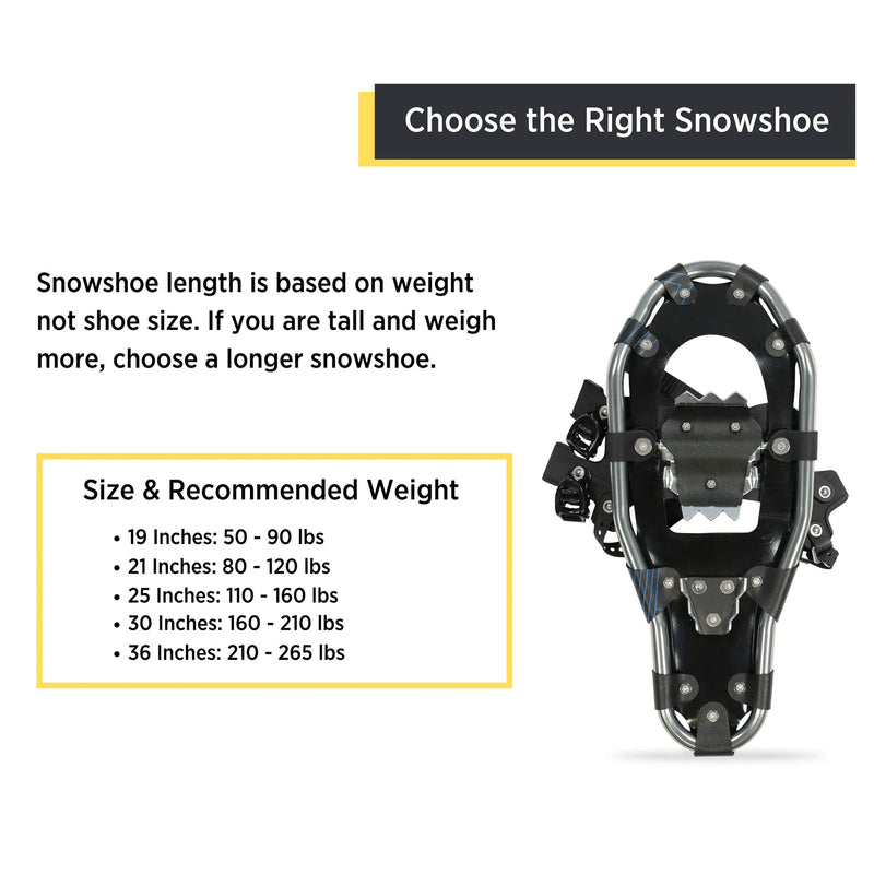 Outbound Lightweight 30 In Aluminum Snowshoes Kit with Poles & Carrying Tote Bag