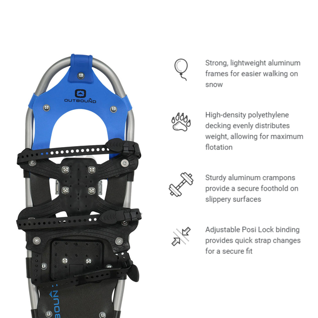 Outbound Men & Women's Lightweight 28 x 8" Aluminum Snowshoes, Black (Open Box)