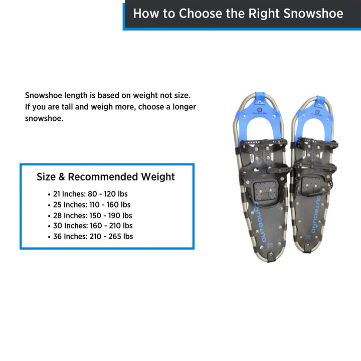 Outbound Men & Women's Lightweight 28 x 8" Aluminum Snowshoes, Black (Open Box)