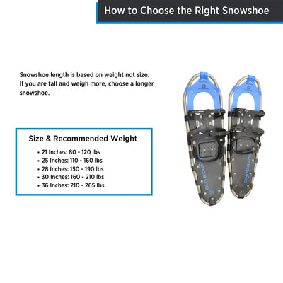 Outbound Men and Women's Lightweight 36 x 8" Aluminum Frame Snowshoes, Black