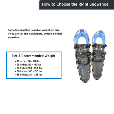 Outbound Men/Women's 25 x 8" Aluminum Frame Snowshoes, Black (Open Box) - VMInnovations