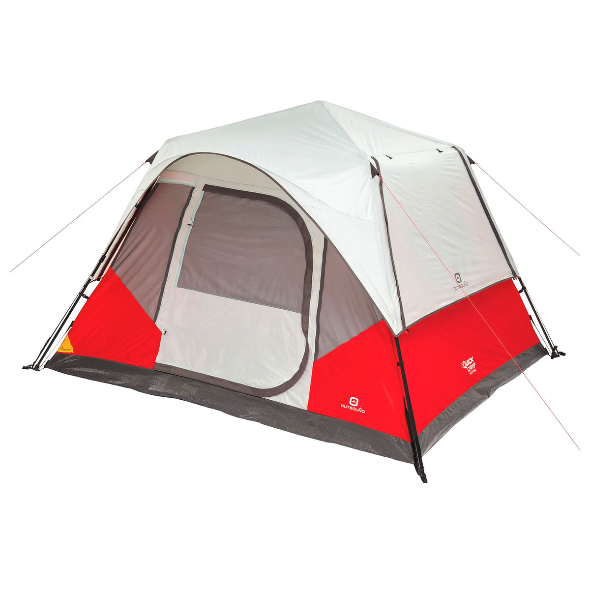 Outbound QuickCamp 6 Person 3 Season Cabin Tent with Rainfly and Carry Bag, Red