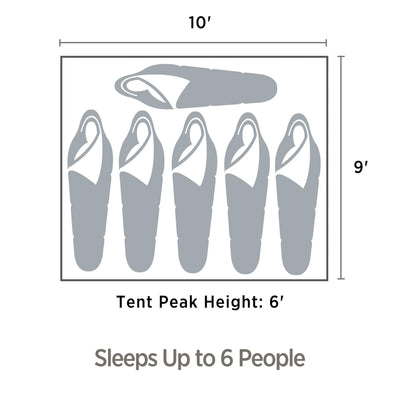 Outbound QuickCamp 6 Person Cabin Tent with Rainfly and Carry Bag (Open Box) - VMInnovations