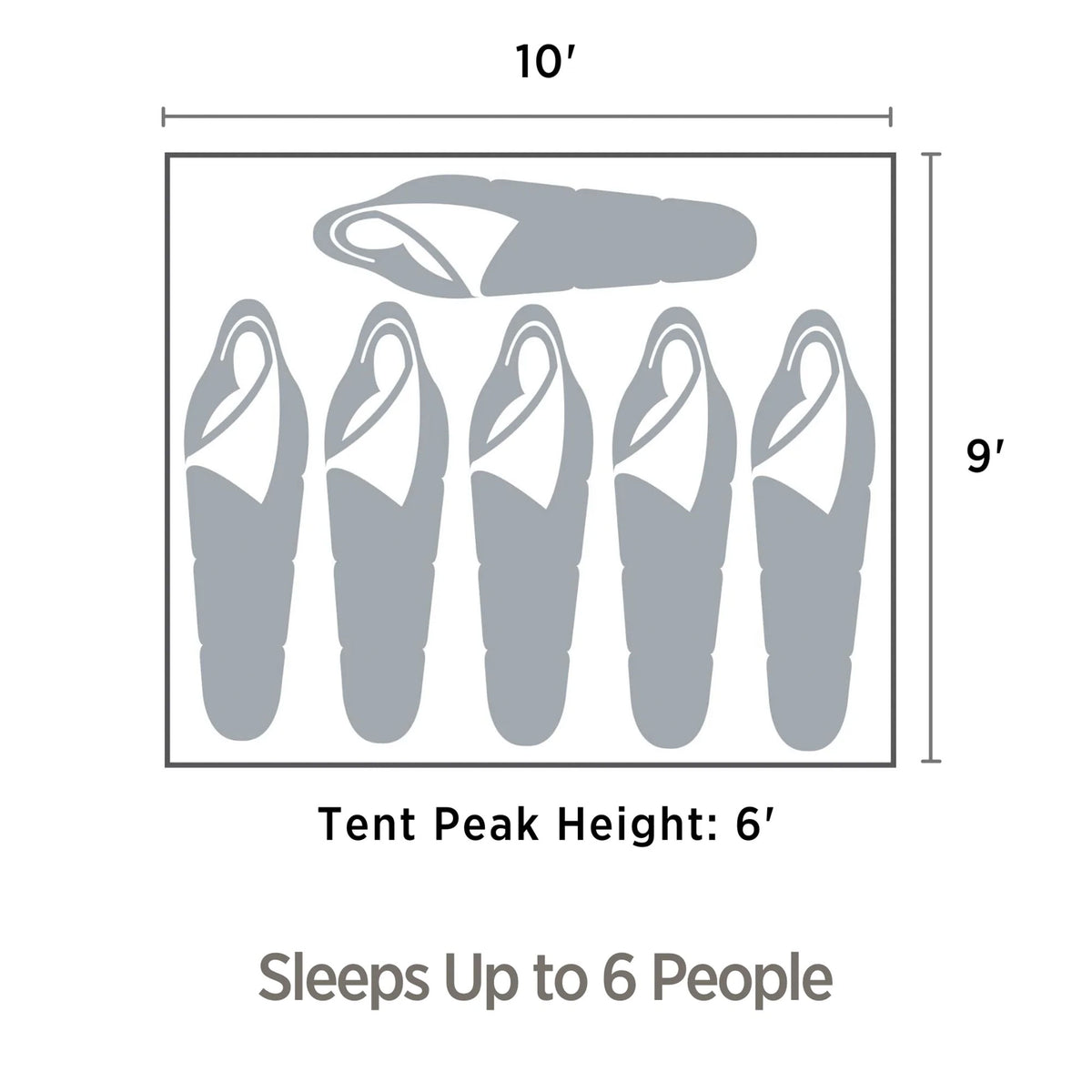 Outbound QuickCamp 6 Person 3 Season Cabin Tent with Rainfly and Carry Bag, Red
