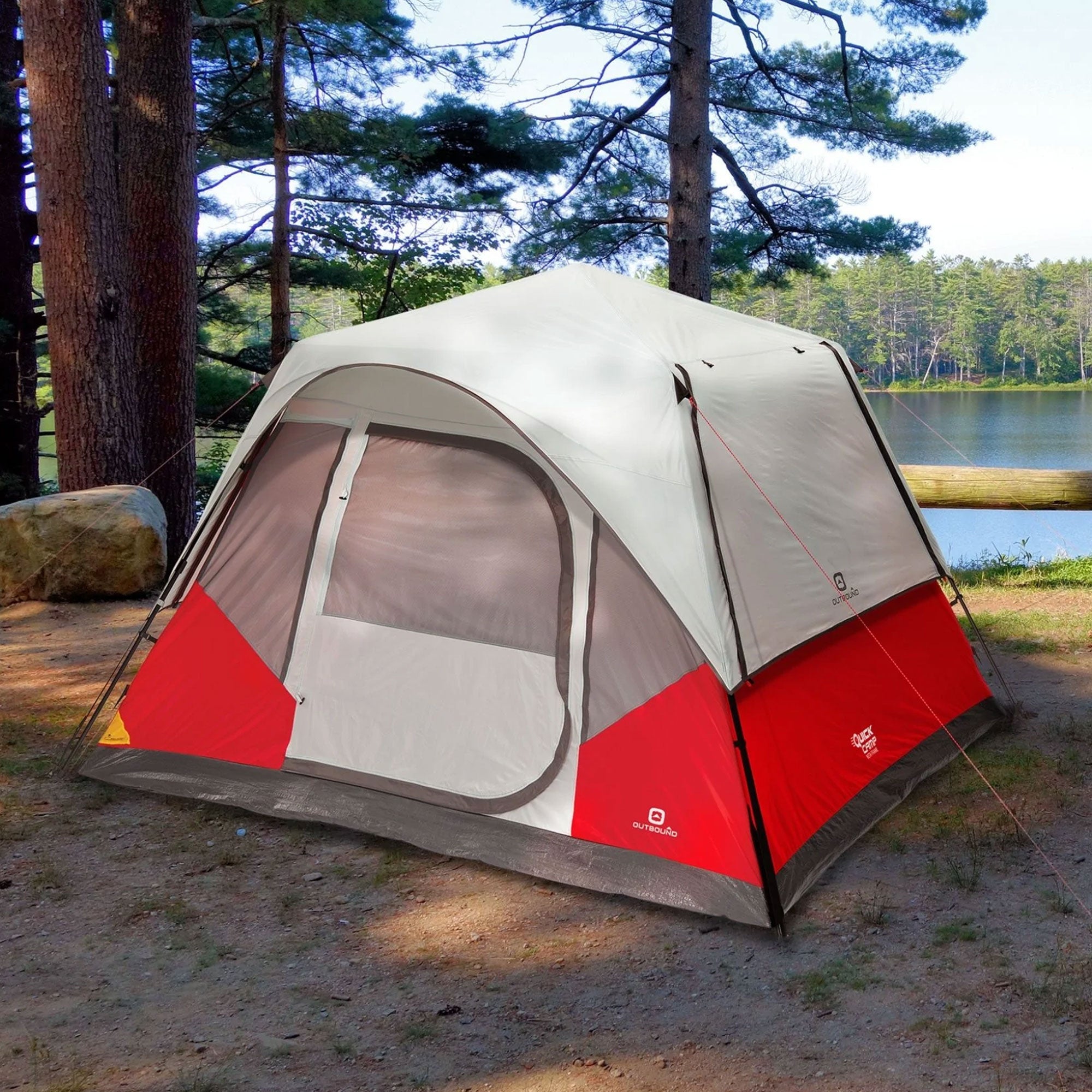 Outbound QuickCamp 6 Person Cabin Tent with Rainfly and Carry Bag (Open Box) - VMInnovations