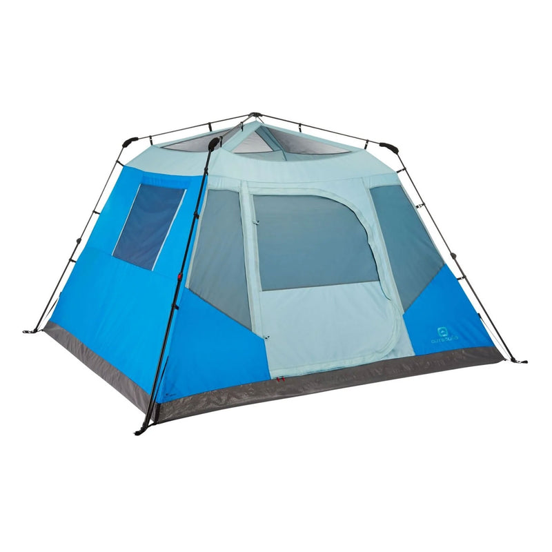 Outbound QuickCamp 6 Person 3 Season Cabin Tent with Rainfly and Carry Bag, Blue