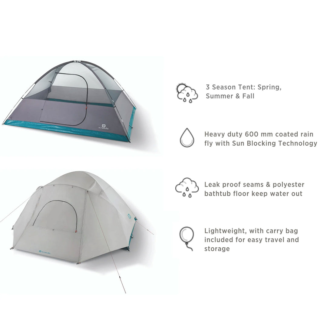 Outbound 8 Person 3 Season Camping Black-Out Dome Tent with Rainfly (Open Box)