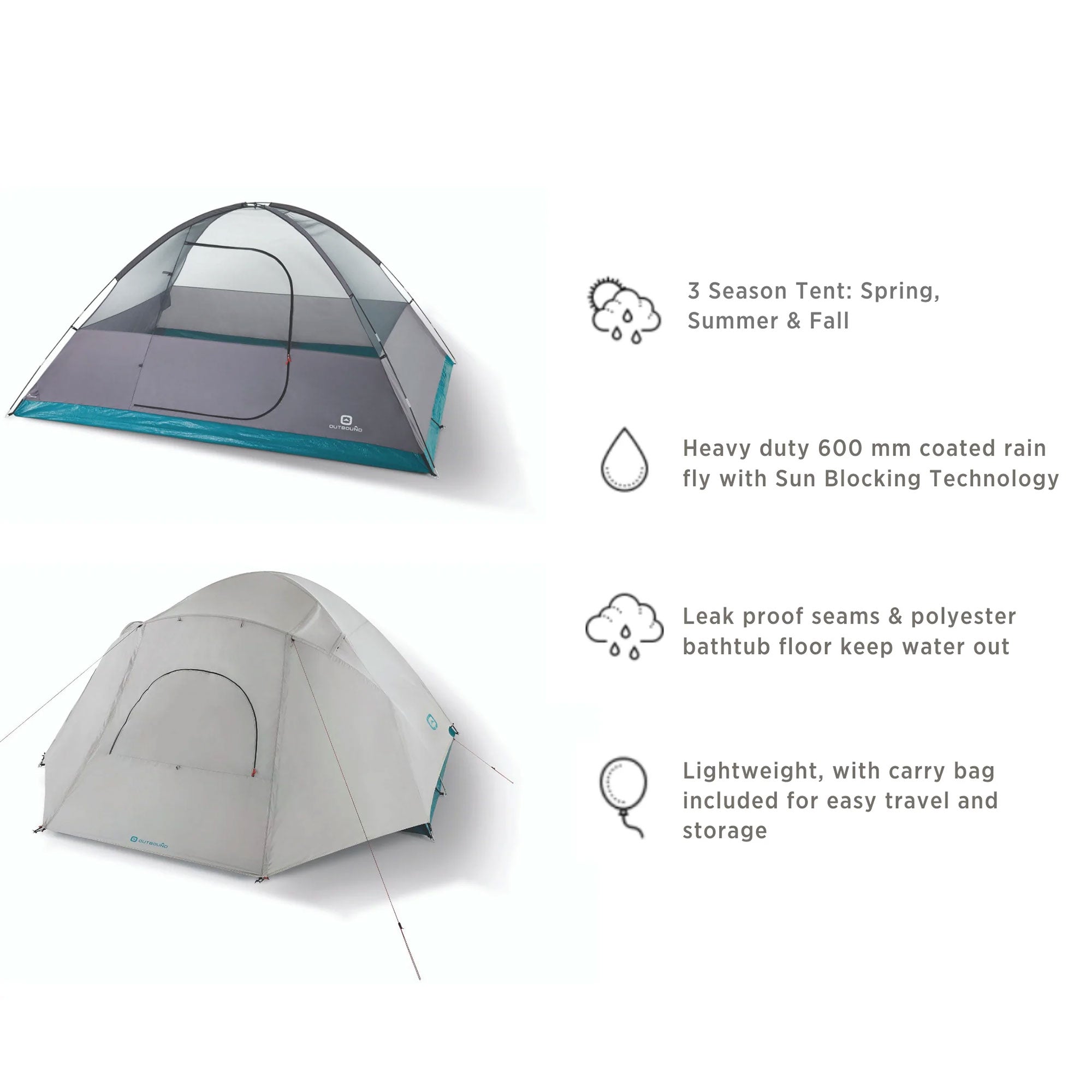 Outbound 8 Person 3 Season Black-Out Dome Tent w/Rainfly, Gray/White (Used) - VMInnovations