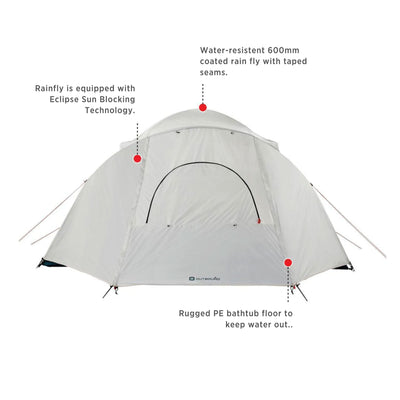 Outbound 8 Person 3 Season Camping Black-Out Dome Tent with Rainfly, Gray/White - VMInnovations