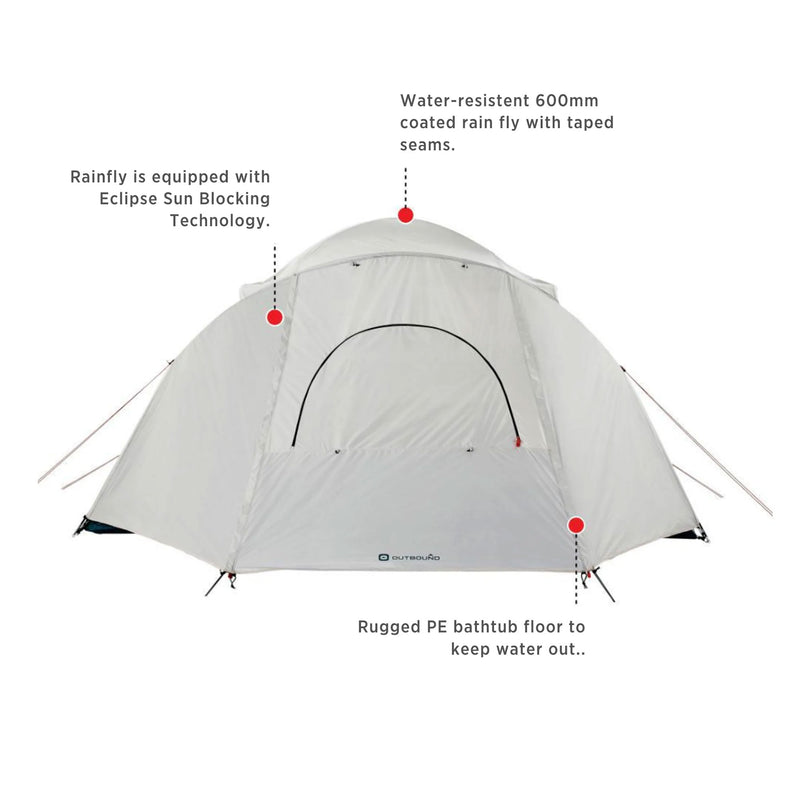 Outbound 8 Person 3 Season Camping Black-Out Dome Tent with Rainfly, Gray/White