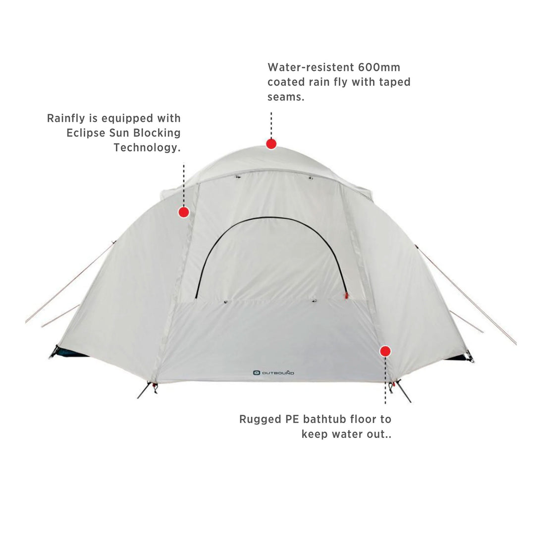 Outbound 8 Person 3 Season Black-Out Dome Tent w/Rainfly, Gray/White (Used)