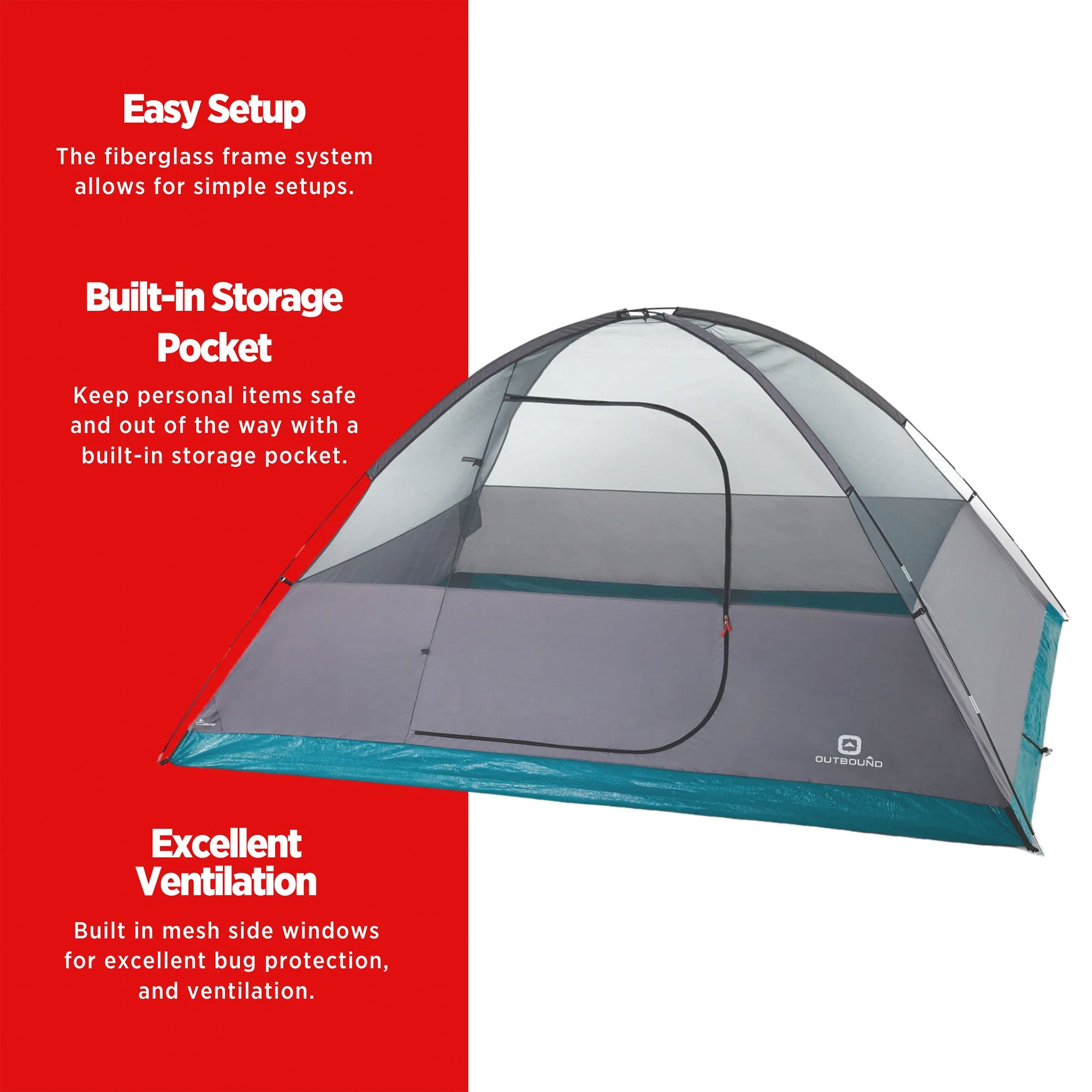 Outbound 8 Person 3 Season Black-Out Dome Tent w/Rainfly, Gray/White (Used) - VMInnovations