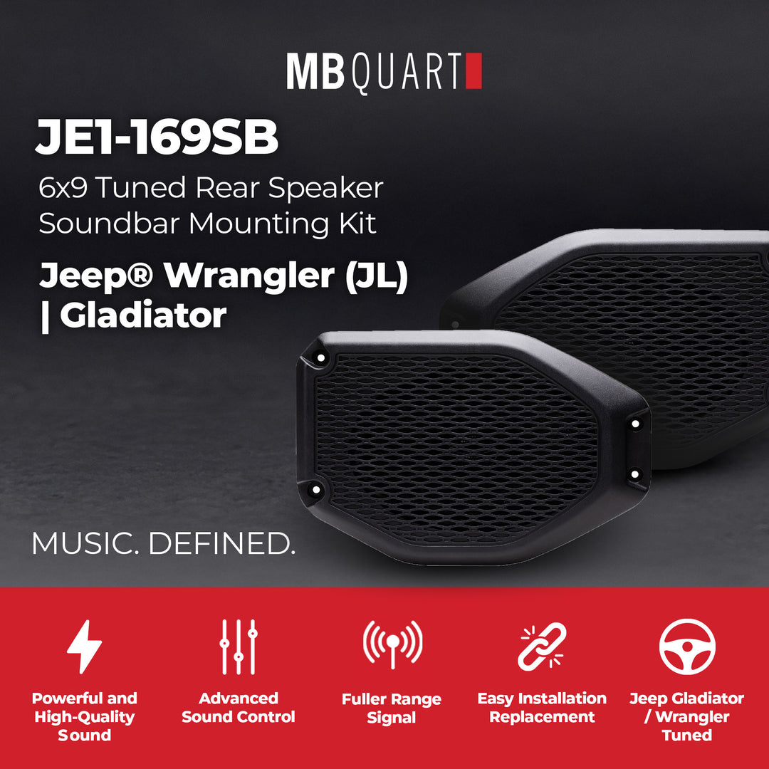 MB Quart 6 x 9" Rear Speaker Soundbar Mounting, Jeep Wrangler & Gladiator Tuned