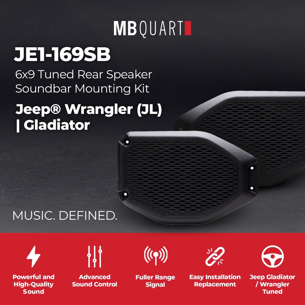 MB Quart 6x9" Rear Soundbar Mounting, Jeep Wrangler & Gladiator Tuned (Open Box) - VMInnovations