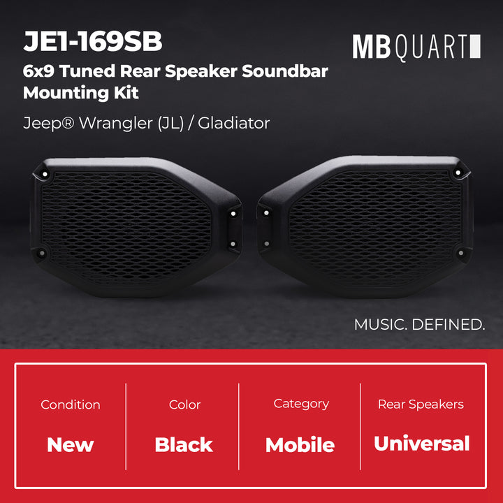 MB Quart 6 x 9" Rear Speaker Soundbar Mounting, Jeep Wrangler & Gladiator Tuned
