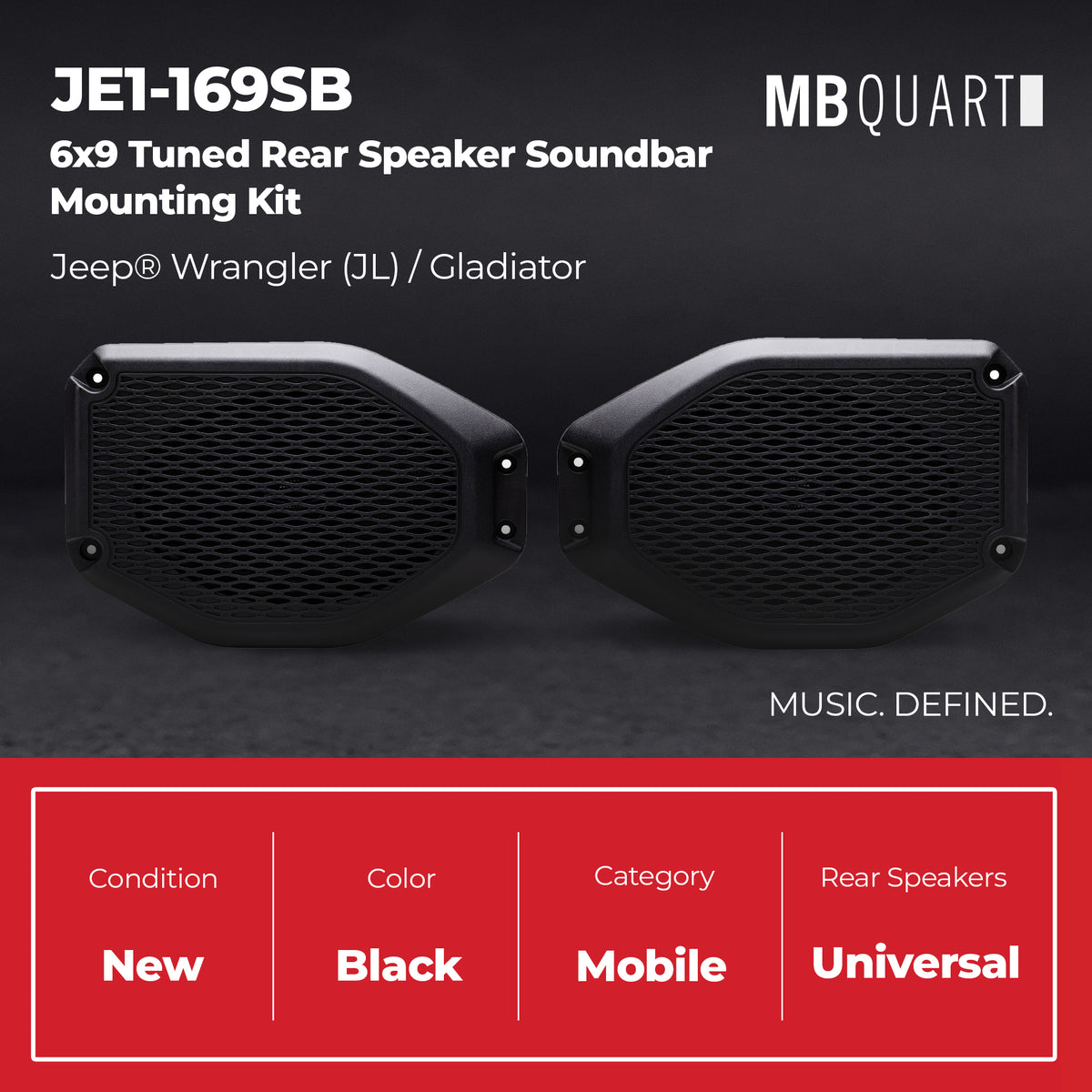 MB Quart 6x9" Rear Soundbar Mounting, Jeep Wrangler & Gladiator Tuned (Open Box) - VMInnovations