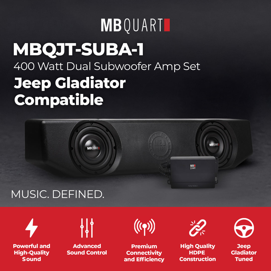 MB Quart Jeep Gladiator Compatible 400 Watt Dual Subwoofer Amp Set, MBQJT-SUBA-1